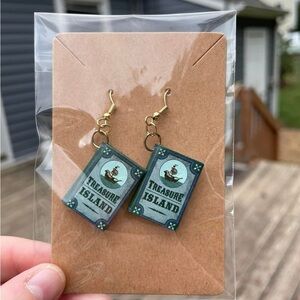 Hand-pieced Treasure Island Book Earrings